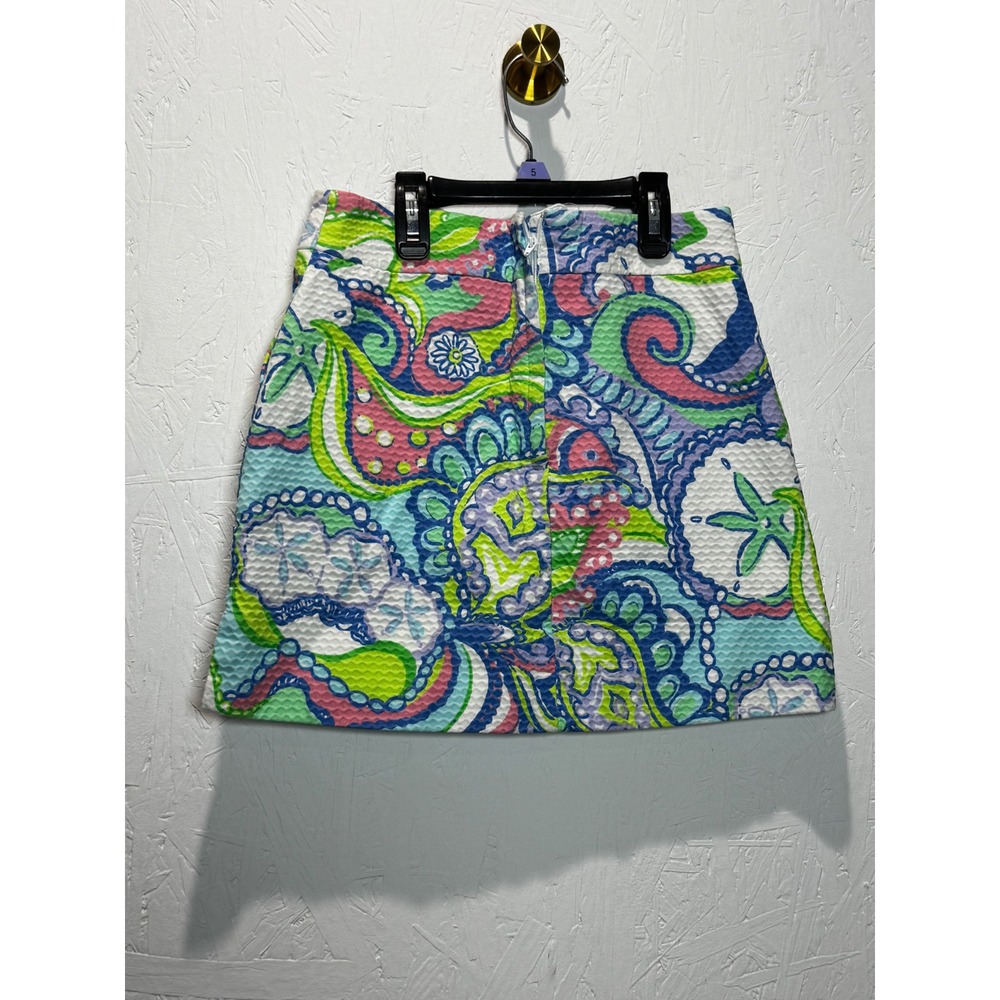 Lilly Pulitzer Skirt 00 Multi Color Paisley Seersucker Mini Skirt - Picture 3 of 3